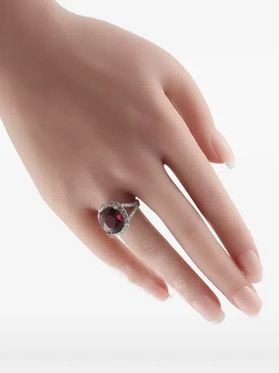 Pre-owned Lb Exclusive Diamond And Tourmaline Ring In Silver