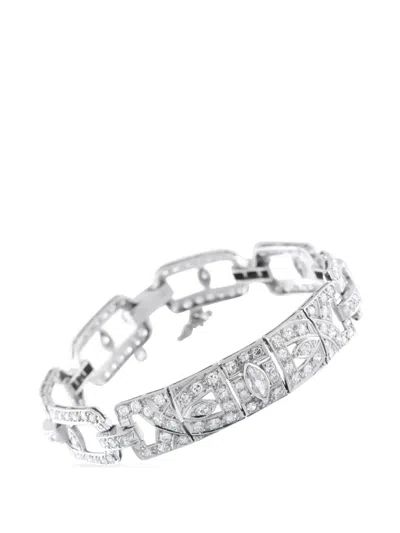 Pre-owned Lb Exclusive Diamond Art-deco Bracelet In Silver