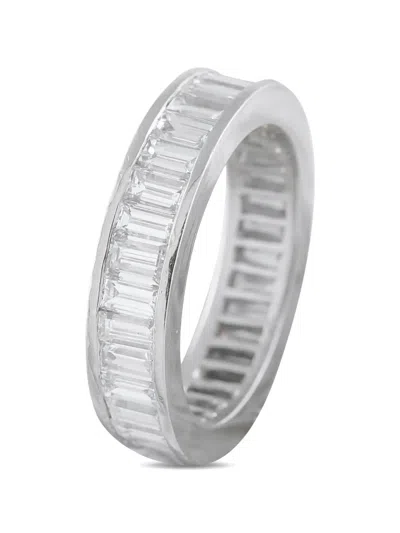 Pre-owned Lb Exclusive Diamond Baguette Eternity Ring In Silver