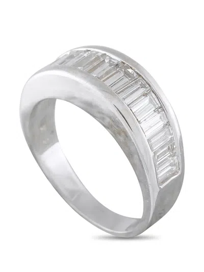 Pre-owned Lb Exclusive Diamond Baguette Ring In Silver
