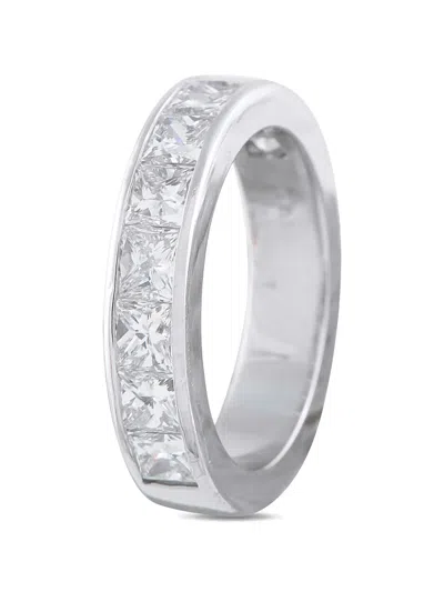 Pre-owned Lb Exclusive Diamond Band Ring In Silver