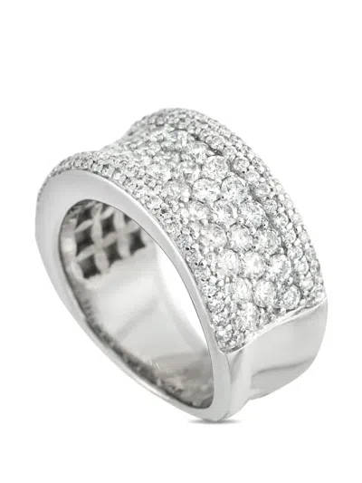 Pre-owned Lb Exclusive Diamond Band Ring In Silver
