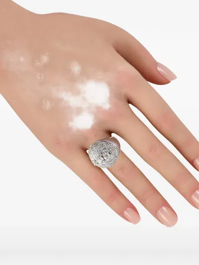 Pre-owned Lb Exclusive Diamond Bombe Ring In Silver