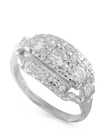 Pre-owned Lb Exclusive Diamond Bombe Ring In Silver