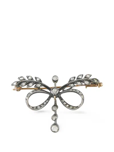 Pre-owned Lb Exclusive Diamond Bow Brooch In Silver