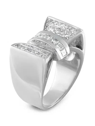 Pre-owned Lb Exclusive Diamond Bow Ring In Silver