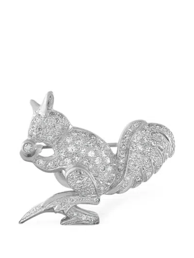 Pre-owned Lb Exclusive Diamond Brooch In Silver