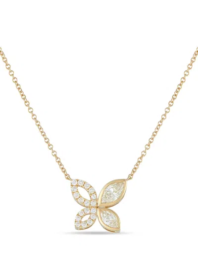 Pre-owned Lb Exclusive Diamond Butterfly Necklace In Gold