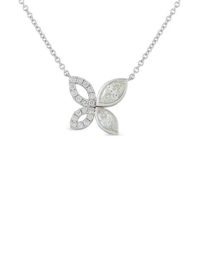 Pre-owned Lb Exclusive Diamond Butterfly Necklace In Silver