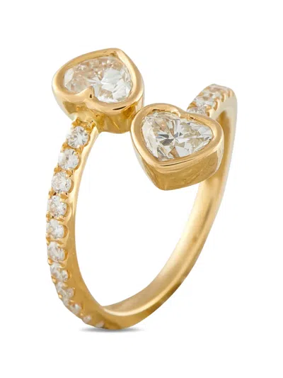 Pre-owned Lb Exclusive Diamond Bypass Heart Ring In Gold