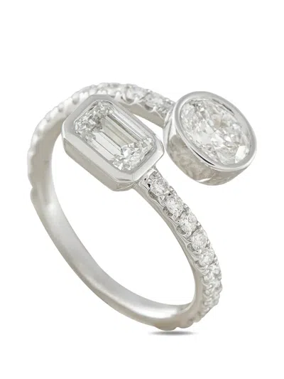 Pre-owned Lb Exclusive Diamond Bypass Ring In Silver