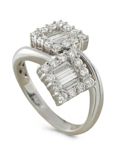 Pre-owned Lb Exclusive Diamond Bypass Ring In Silver