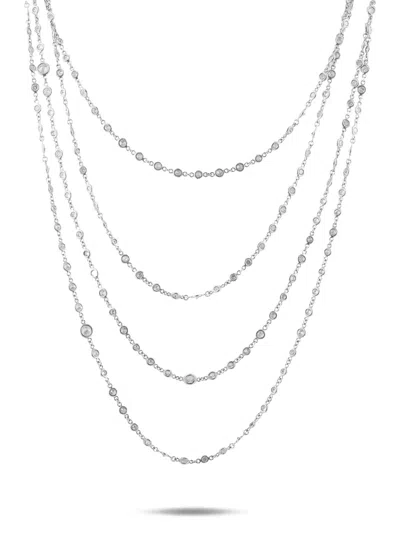 Pre-owned Lb Exclusive Diamond Chain Necklace In Silver