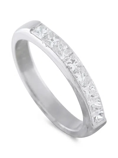 Pre-owned Lb Exclusive Diamond Channel-set Ring In Silver