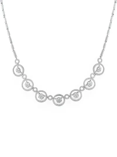 Pre-owned Lb Exclusive Diamond Circle Link Necklace In Silver