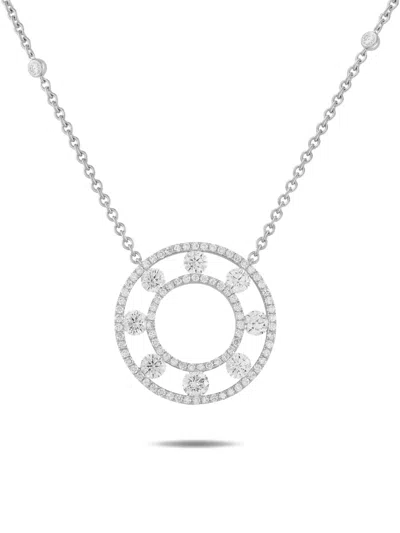 Pre-owned Lb Exclusive Diamond Circle Pendant Necklacet Otalling 1,70 Carats In Silver