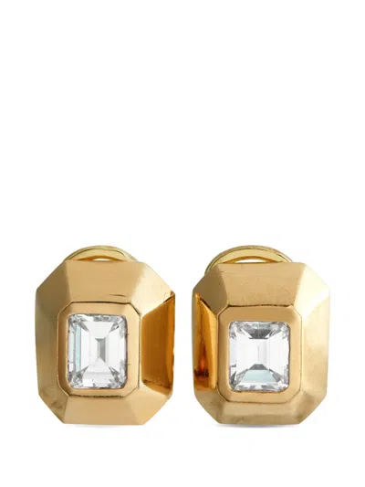 Pre-owned Lb Exclusive Diamond Clip-on Earrings In Gold