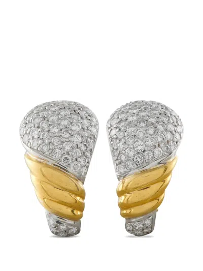 Pre-owned Lb Exclusive Diamond Clip-on Earrings In Silver