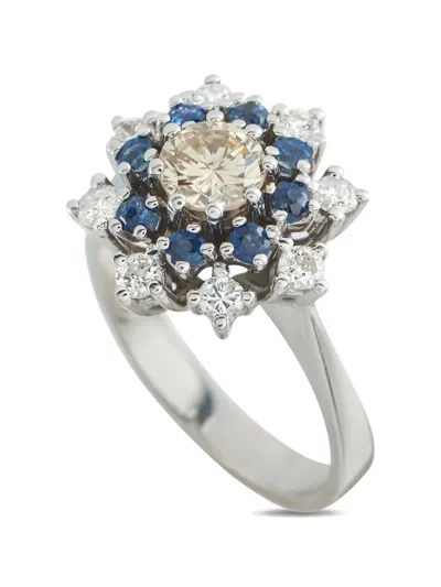 Pre-owned Lb Exclusive Diamond Cluster Ring In Silver