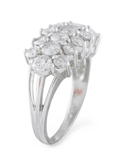 Pre-owned Lb Exclusive Diamond Cluster Ring In Silver