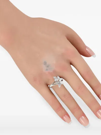 Pre-owned Lb Exclusive Diamond Cocktail Ring In Silver