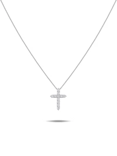 Pre-owned Lb Exclusive Diamond Cross Necklace In Silver