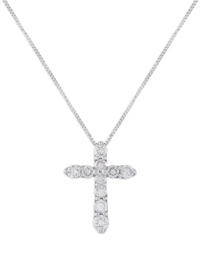Pre-owned Lb Exclusive Diamond Cross-pendant Necklace In Silver