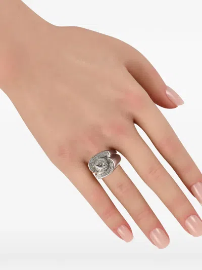 Pre-owned Lb Exclusive Diamond Curved Ring In Silver