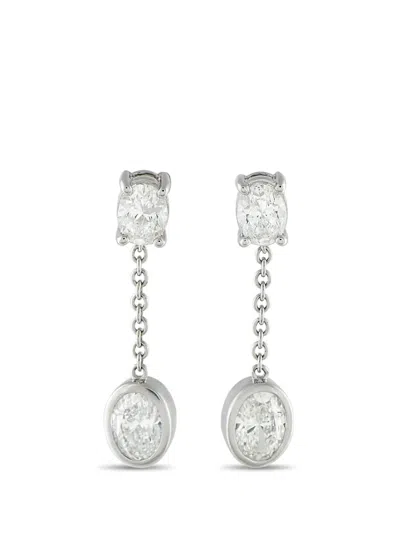 Pre-owned Lb Exclusive Diamond Dangle Earrings In Silver