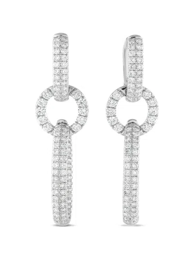 Pre-owned Lb Exclusive Diamond Dangle Earrings In Silver