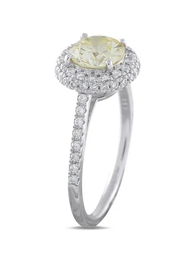 Pre-owned Lb Exclusive Diamond Double Halo Ring In Silver