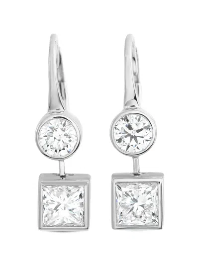 Pre-owned Lb Exclusive Diamond Drop Earrings In Silver