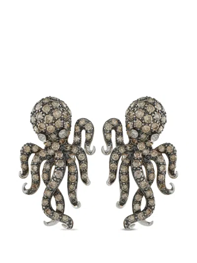 Pre-owned Lb Exclusive Diamond Earrings In Silver