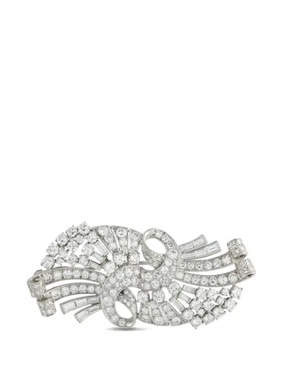 Pre-owned Lb Exclusive Diamond Embellished Brooch In Silver