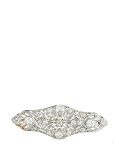 Pre-owned Lb Exclusive Diamond Embellished Brooch In Silver