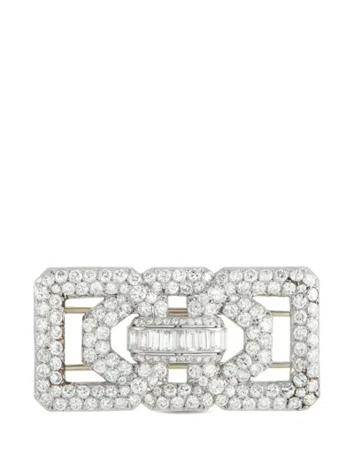 Pre-owned Lb Exclusive Diamond Embellished Brooch In Silver