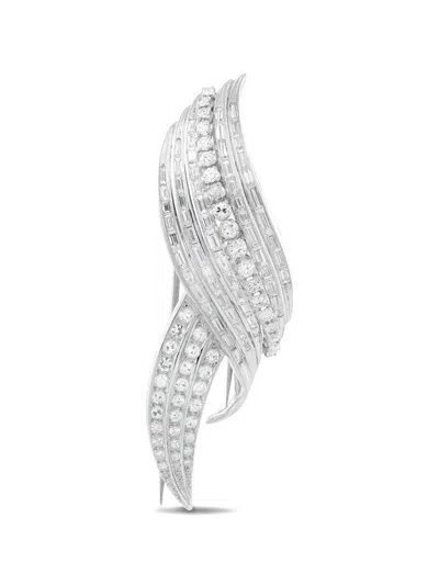 Pre-owned Lb Exclusive Diamond Embellished Brooch In Silver