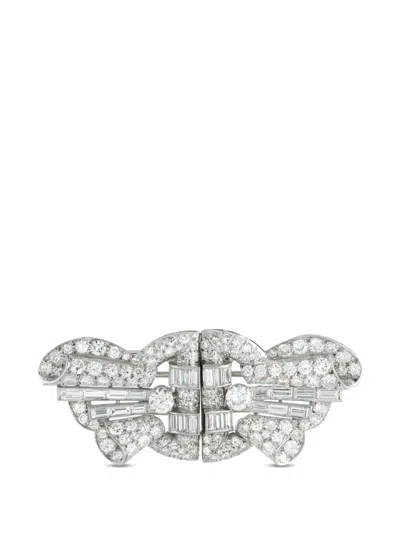 Pre-owned Lb Exclusive Diamond Embellished Brooch In Silver
