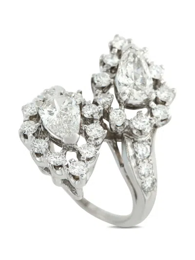 Pre-owned Lb Exclusive Diamond Embellished Ring In Silver