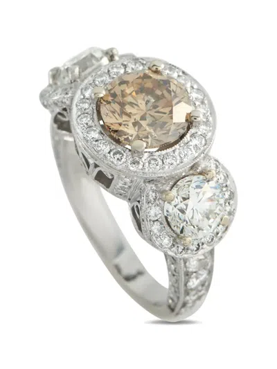 Pre-owned Lb Exclusive Diamond Embellished Ring In Silver