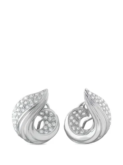 Pre-owned Lb Exclusive Diamond-embellishment Earrings In Silver