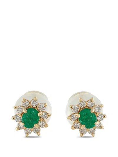 Pre-owned Lb Exclusive Diamond Emerald Earrings In Gold