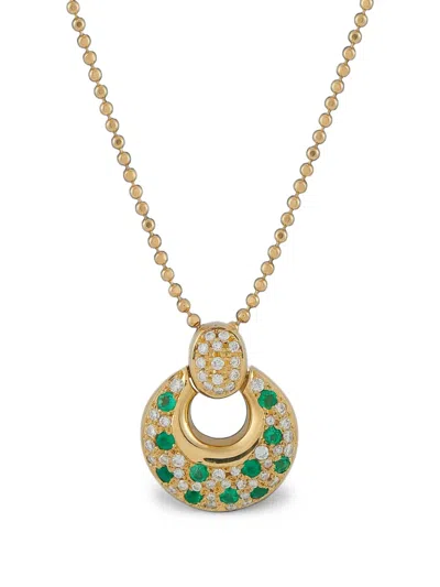 Pre-owned Lb Exclusive Diamond Emerald Necklace In Gold