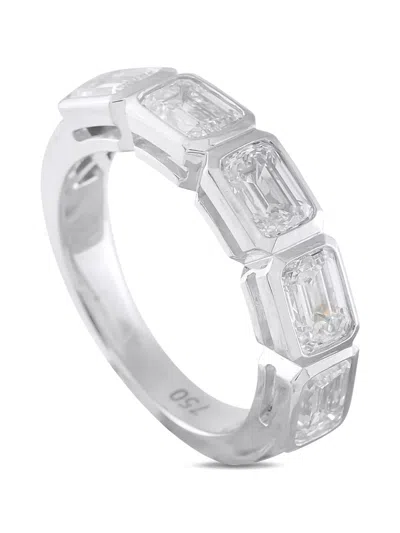 Pre-owned Lb Exclusive Diamond Emerald-cut Ring In Silver