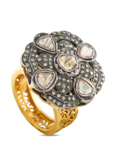 Pre-owned Lb Exclusive Diamond Filigree Band Ring In Gold