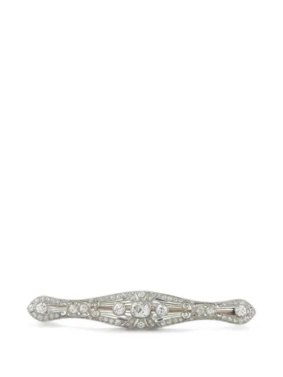 Pre-owned Lb Exclusive Diamond Filigree Brooch In Silver