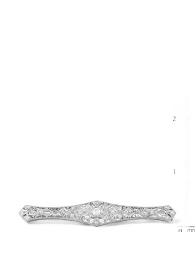 Pre-owned Lb Exclusive Diamond Filigree Brooch In Silver
