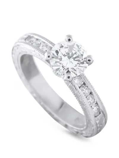 Pre-owned Lb Exclusive Diamond Filigree Ring In Silver