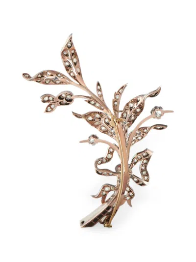 Pre-owned Lb Exclusive Diamond Floral Brooch In Pink