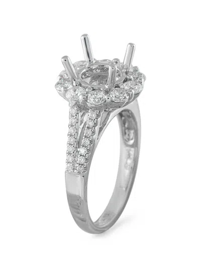 Pre-owned Lb Exclusive Diamond Floral-halo Ring In Silver